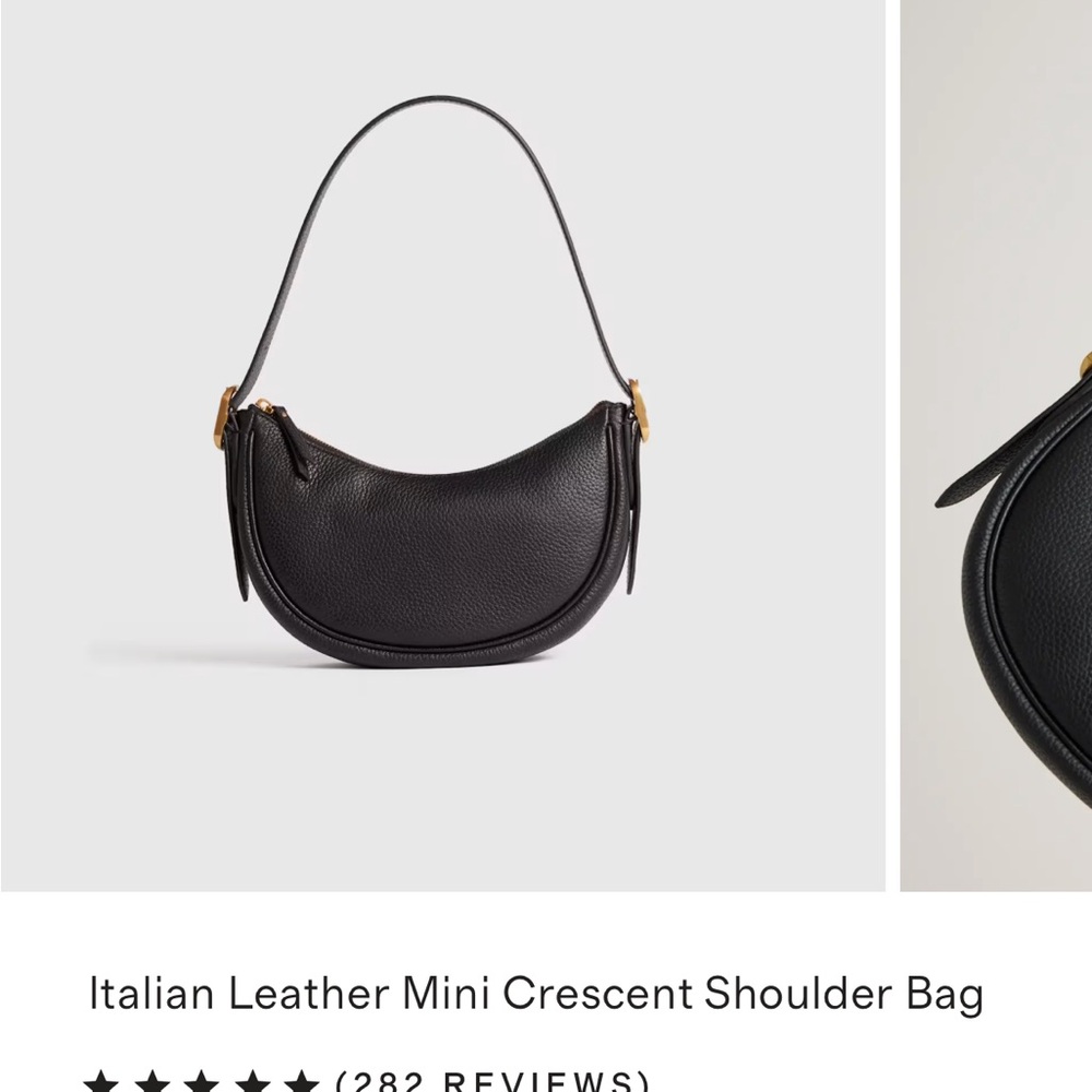 NWT Quince Black Leather Mini Crescent Shoulder Bag